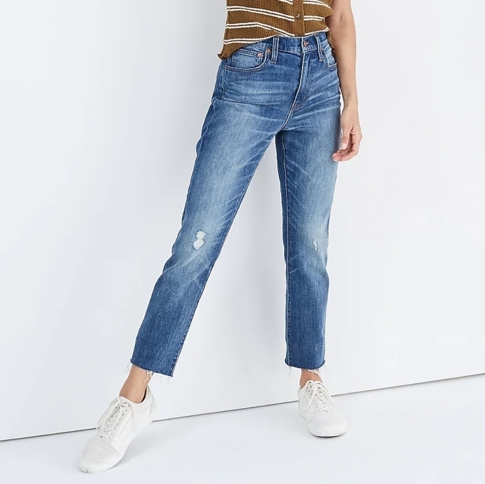 Madewell Dover Wash Raw-Hemmed The High-Rise Slim Boy Jeans 24